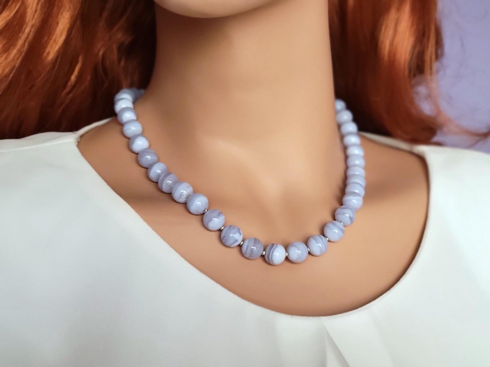 Juno Blue Lace Agate Necklace - Blue Lace Agate Stone – Blue Lace heart pendant  necklace – BaubleBar